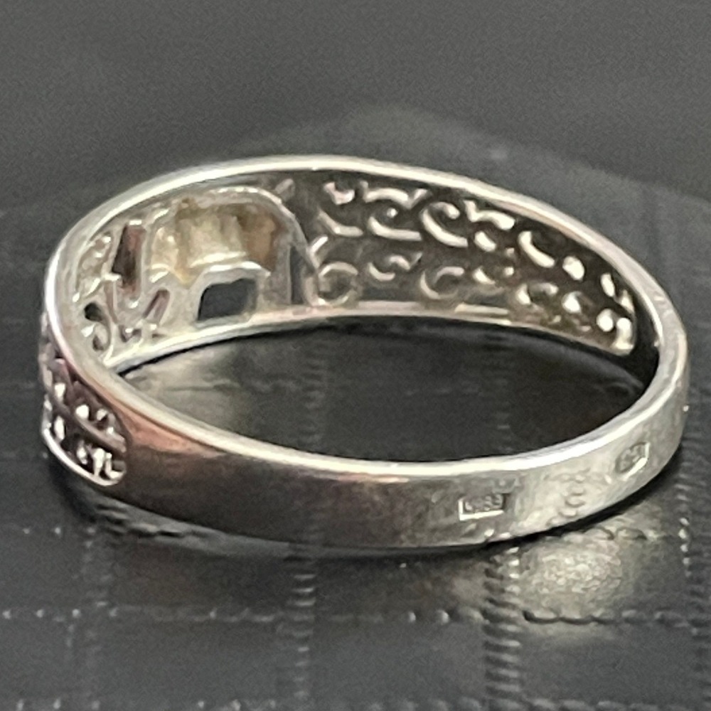 Vintage Sterling Silver Elephant Ring Filigree Band Two Tone Boho 925 Size 10 - Picture 4 of 10